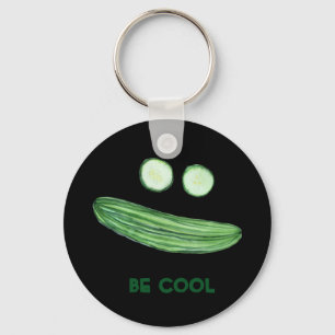 Cool as a Cucumber "BE COOL" Funny Waterverf Face Sleutelhanger