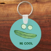 Cool as a Cucumber "BE COOL" Funny Waterverf Face Sleutelhanger (Voorkant)