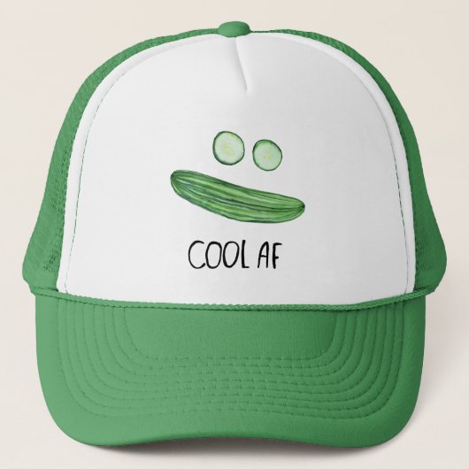 Cool as a Cucumber "Cool AF" Funny Trucker Hat Trucker Pet (Voorkant)