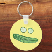 Cool as a Cucumber Funny Waterverf Veggie Face Sleutelhanger (Voorkant)