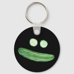Cool as a Cucumber Funny Waterverf Veggie Face Sleutelhanger