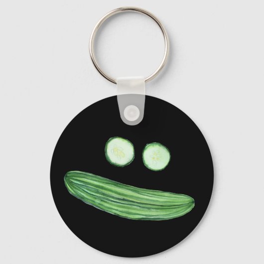 Cool as a Cucumber Funny Waterverf Veggie Face Sleutelhanger (Voorkant)