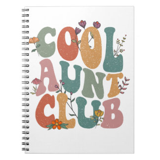 Cool aunt club, retro floral text, fun gift tee notitieboek