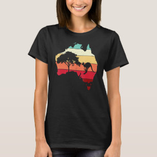 Cool Australia Map Kangaroo Rainbow Australian Aus T-shirt