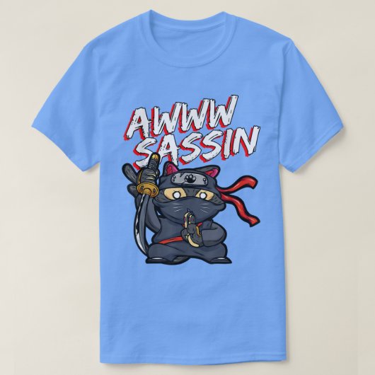 Cool AwwwSassin Samurai Cat Funny Ninja Cat Manga T-shirt (Design voorkant)