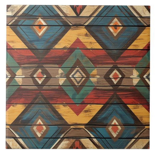 Cool Aztec faux hout Tegeltje (Voorkant)