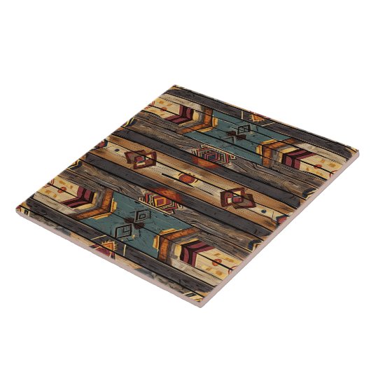 Cool Aztec faux hout Tegeltje (Zijkant)