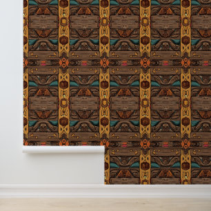 cool Aztec Western faux hout tegelpatroon Behang
