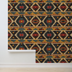 cool Aztec Western faux hout tegelpatroon Behang