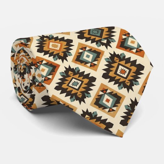 Cool Aztec Western tegelpatroon Stropdas (Opgerold)