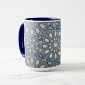 Cool Azure & White Ceramic Tile Geometric Pattern Mok (Voorkant links)