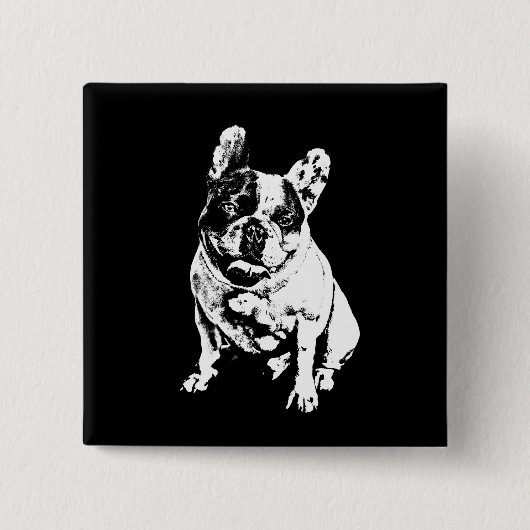 Cool B&W Bulldog Pin Button (Voorkant)