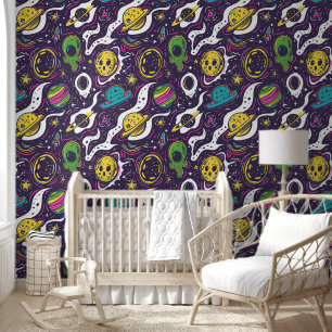 Cool baby boy ruimte buitenaards betegeld behang