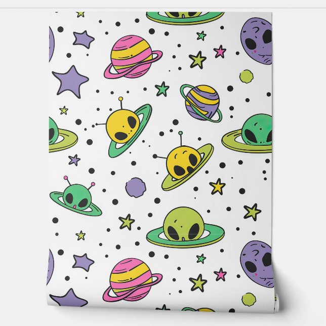 Cool baby boy ruimte buitenaards betegeld behang (Afrollen)
