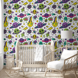 Cool baby boy ruimte buitenaards betegeld behang