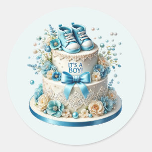 Cool baby jongen douche zoet ronde sticker