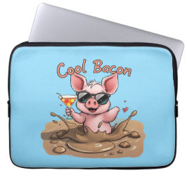 "Cool Bacon" Piglet in Sunglasses Laptop Sleeve