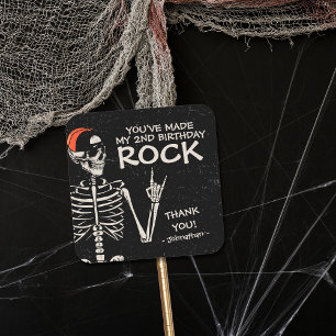 Cool Bad Two Het Bone Halloween 2e Verjaardagsfees Vierkante Sticker