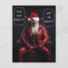 Cool Badass Santa in rood leer vindt het ondeugend Briefkaart