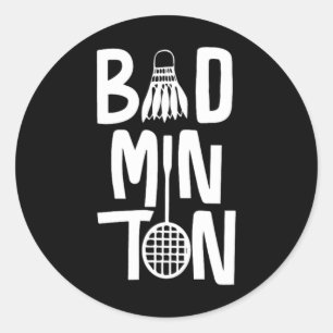 Cool Badminton Typografie met Badminton Shuttle & Ronde Sticker