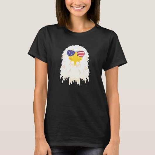 Cool Bald Eagle die de Amerikaanse vlag voert Zonn T-shirt (Voorkant)
