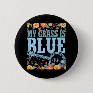 Cool Banjo Flowers  snaarblauw Ronde Button 5,7 Cm