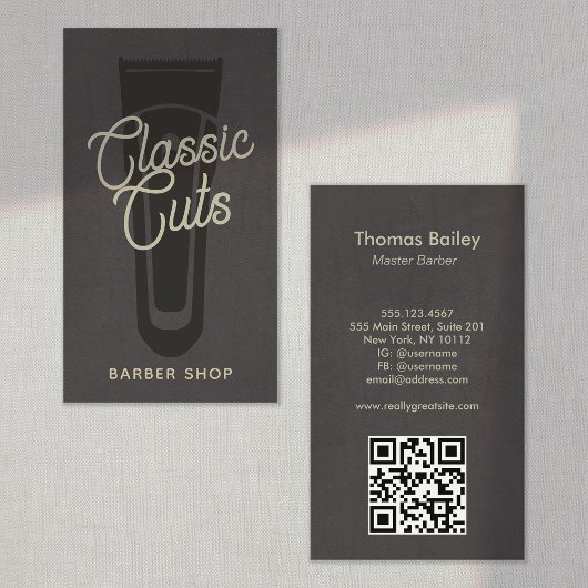 Cool Barber Shop QR Code Visitekaartje