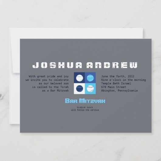 COOL BASEBALL Bar Bat mitzvah Invitation (Devant)