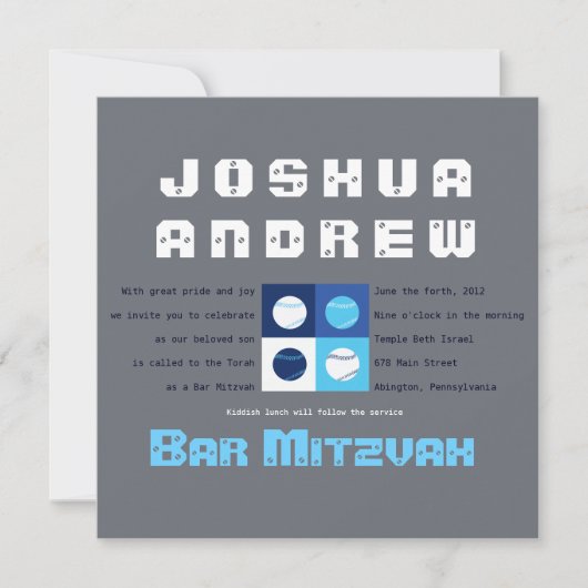 COOL BASEBALL Bar Bat mitzvah Invitation (Devant)