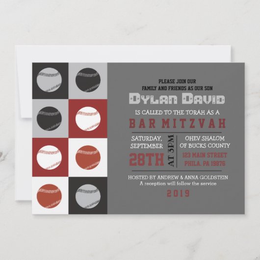 COOL BASEBALL Bar Mitzvah Invitation (Devant)