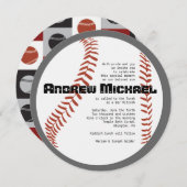 COOL BASEBALL Bar Mitzvah ROUND Invitation (Devant / Derrière)