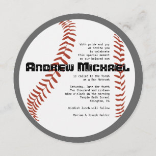 COOL BASEBALL Bar Mitzvah ROUND Invitation