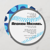 COOL BASEBALL Bar Mitzvah ROUND Invitation (Devant / Derrière)