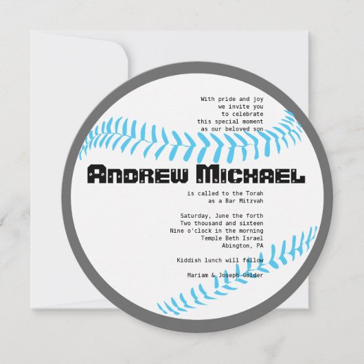 COOL BASEBALL Bar Mitzvah ROUND Invitation (Devant)
