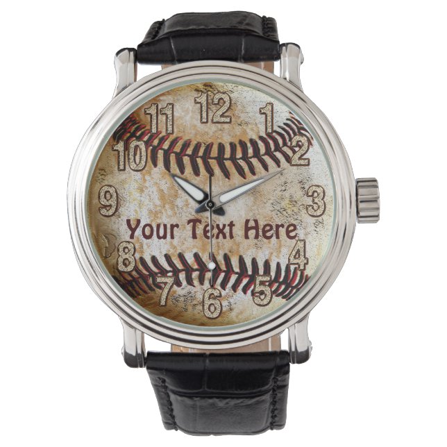 Cool  Baseball Horloges met JOUW TEKST (Voorkant)