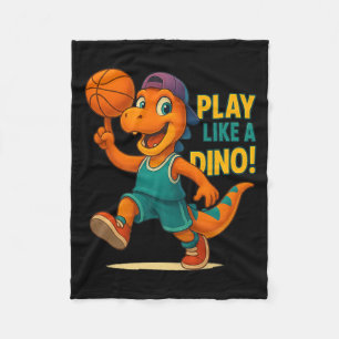 Cool Basketbal Dinosaurus Speler Funny Sports Dino Fleece Deken