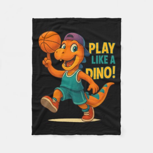 Cool Basketbal Dinosaurus Speler Funny Sports Dino Fleece Deken (Voorkant)