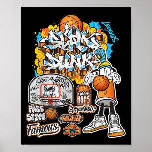 Cool Basketbal Graffiti Stijl Illustratie Graphi Poster