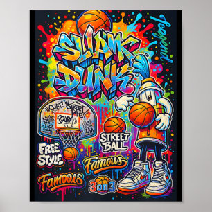 Cool Basketbal Graffiti Stijl Illustratie Graphi Poster