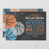 COOL BASKETBALL Bar Bat mitzvah Invitation Invitat (Devant / Derrière)