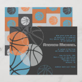 COOL BASKETBALL Bar Bat Mitzvah Uitnodiging (Voorkant / Achterkant)