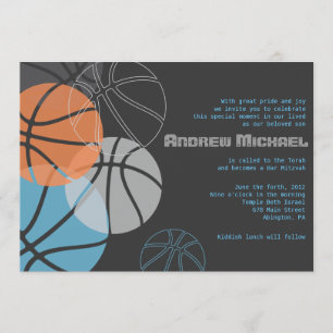 COOL BASKETBALL Bar Bat Mitzvah Uitnodiging