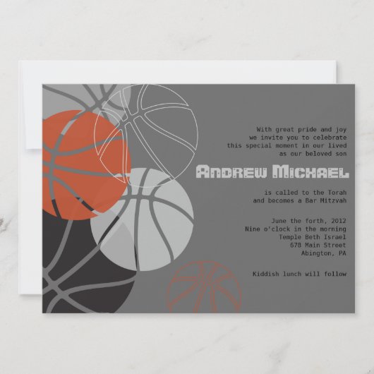 COOL BASKETBALL Bar Mitzvah Invitation (Devant)