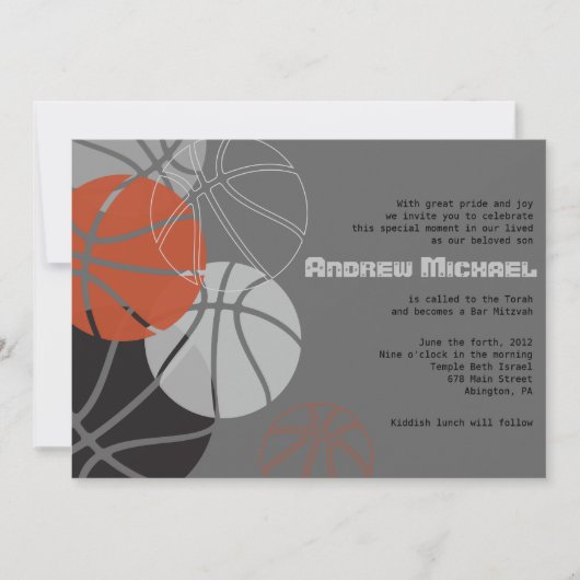 COOL BASKETBALL Bar Mitzvah Invitation (Devant)