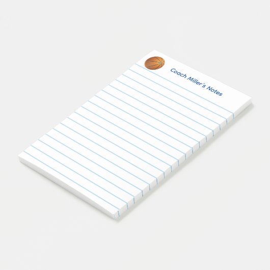 Cool Basketball Coach Lined Custom Post-it® Notes (Schuin)