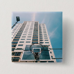 Cool Basketball Hoop Vierkante Button 5,1 Cm