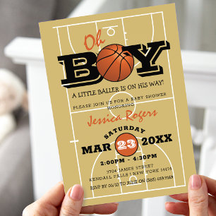 Cool Basketball "Oh Boy"-Baby shower Kaart