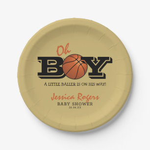 Cool Basketball "Oh Boy"-Baby shower Papieren Bordje