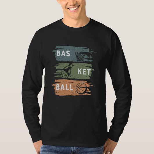 Cool basketbalontwerp met 3 kleuren t-shirt (Voorkant)
