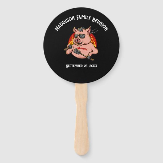Cool BBQ Thema Gezinsreünie Handwaaier (Voorkant)